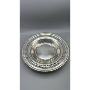 Wm A Rogers Antique Silver Plate Bowl | 835 Pierced Lattice Edge | Vintage 12" |